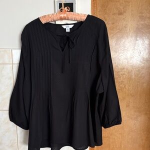 Croft & Barrow Black Blouse with Tie Detail